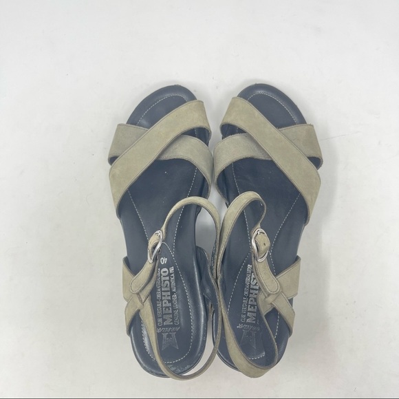Mephisto Leather Wedge Tan Sandals Womens Size 40/ 10 - Picture 2 of 13